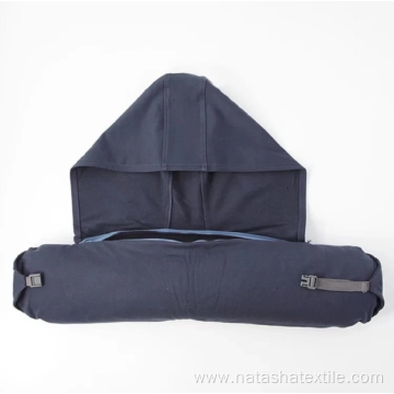 Airplane travel U-shape pillow with hood and blackout